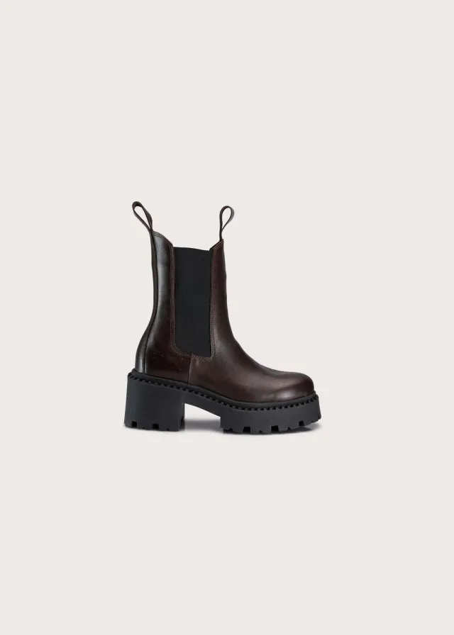 Brgn Heel Chelsea Boot støvletter brun skinn 5,5 cm hæl