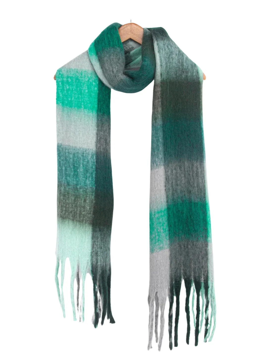 John Partridge Heavyweight Check Print Scarf skjerf teal rutete viskose