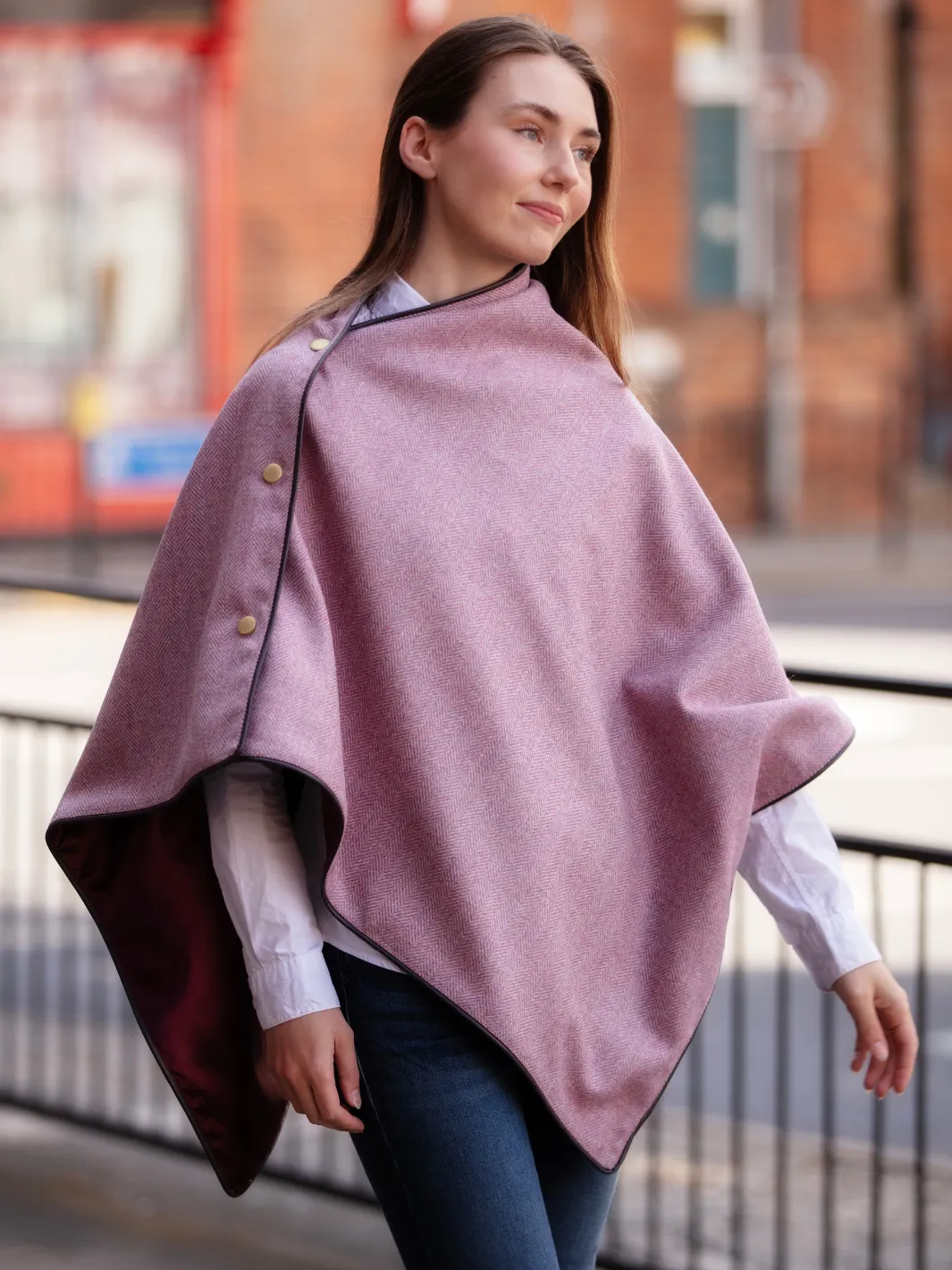 John Partridge Tweed Shawl sjal Pink Herringbone i ull