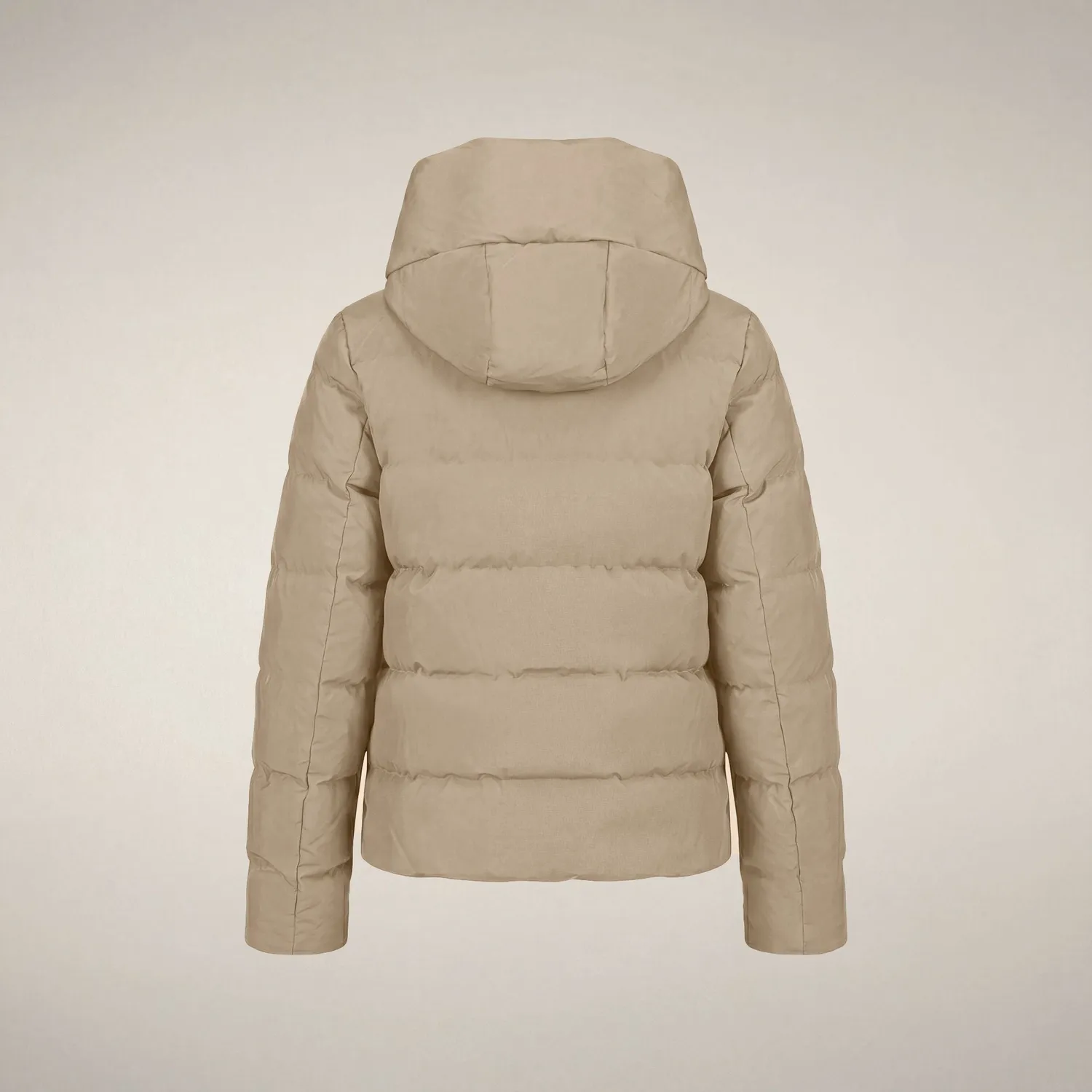 Save The Duck Arena parka dame Stone Beige kort fasong