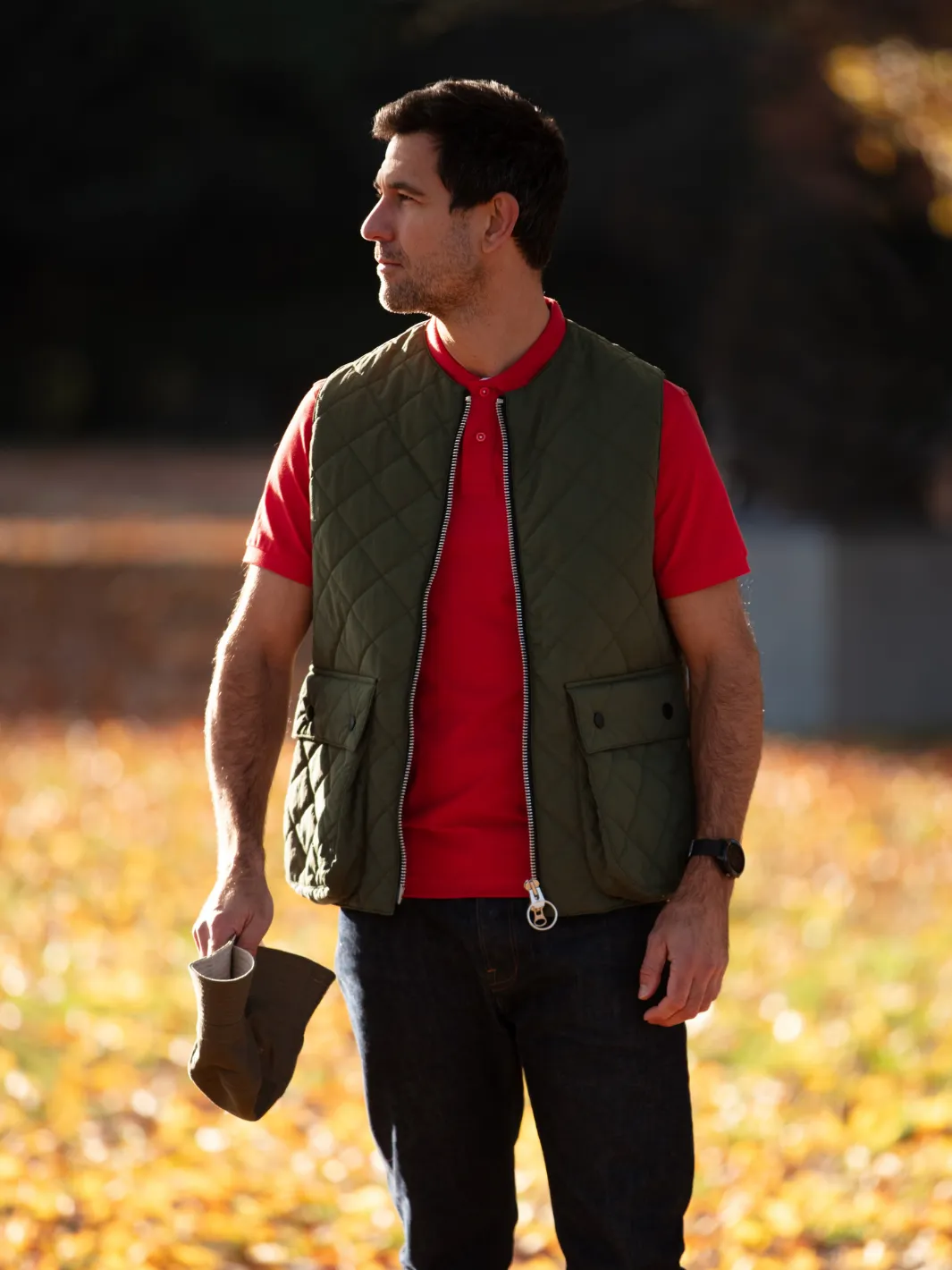 John Partridge Padded Vest vest oliven M/L vattert