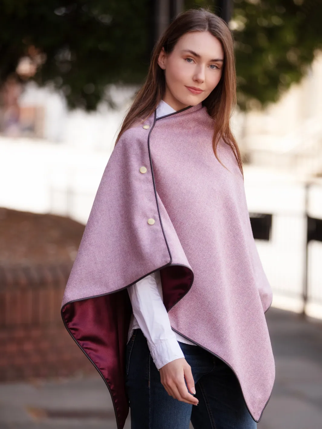 John Partridge Tweed Shawl sjal Pink Herringbone i ull