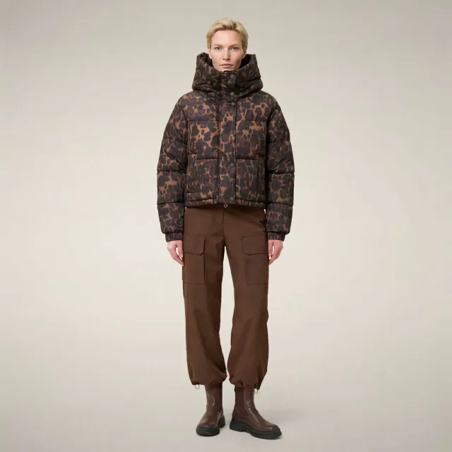 Save The Duck Rhiannon cropped boblejakke dame leopard