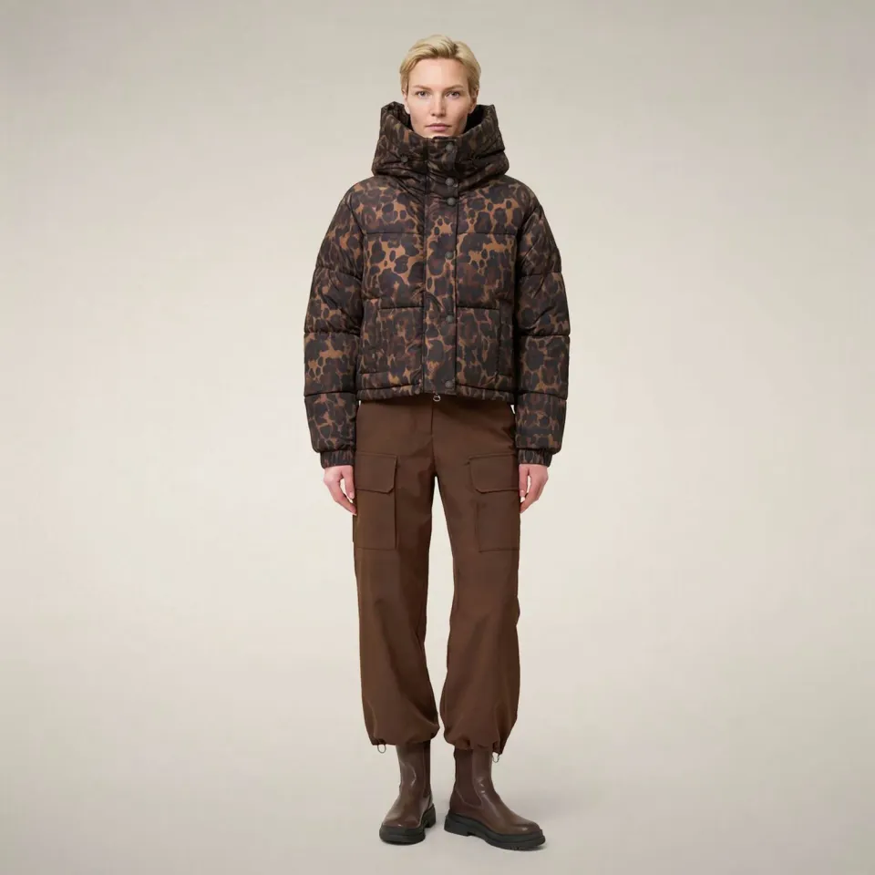 Save The Duck Rhiannon cropped boblejakke dame leopard