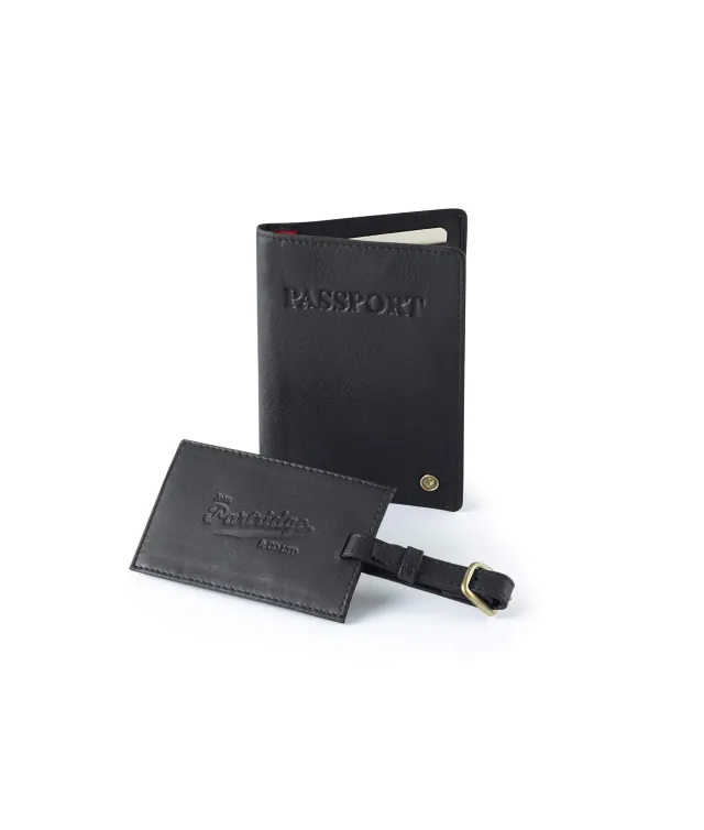 John Partridge Travel Gift Sets Classic Leather reisesett svart skinn