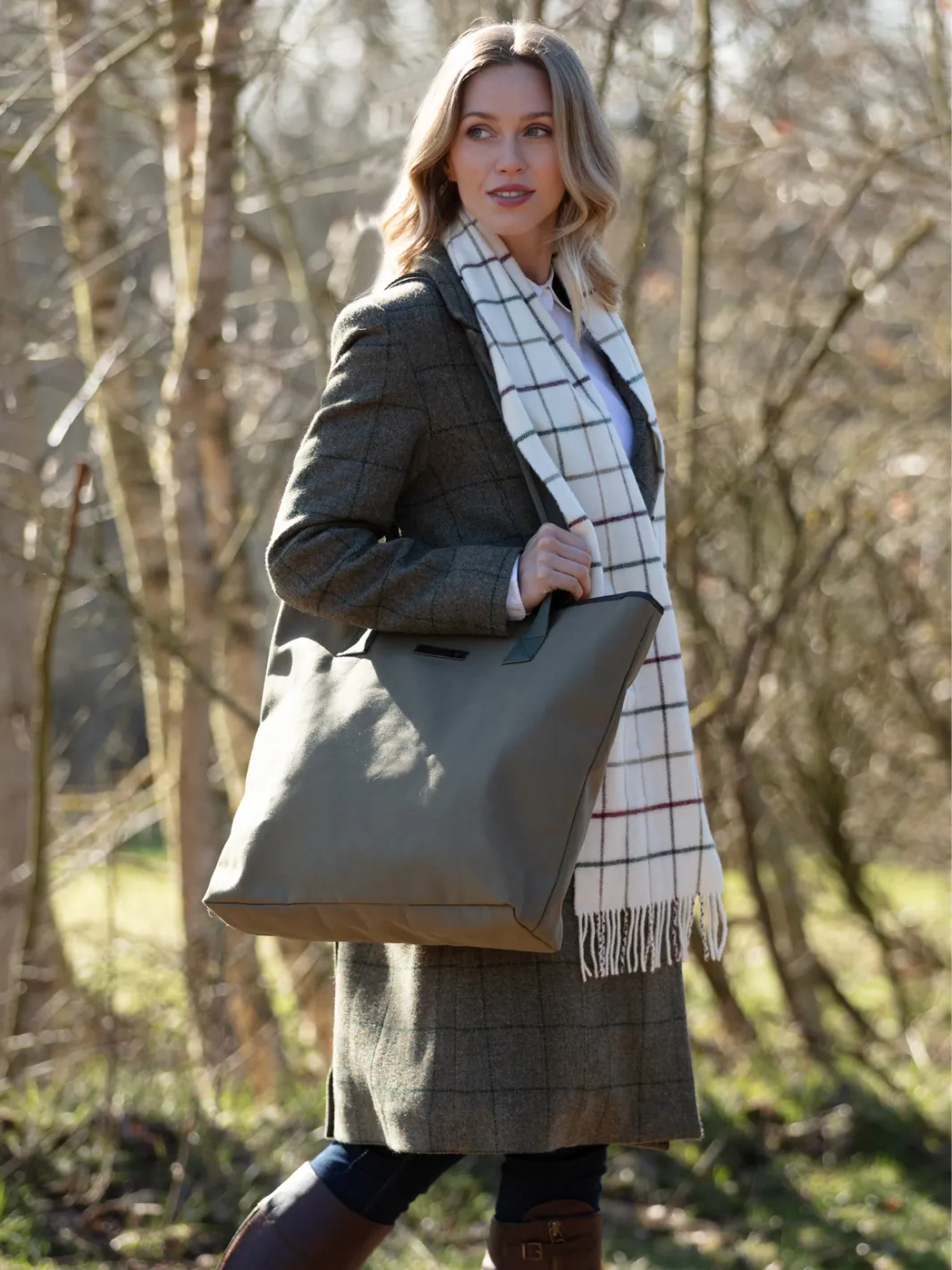 John Partridge Tote Bag Khaki Canvas shopper stor bomull