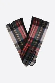 John Partridge hansker kremrød tartan one size fleece