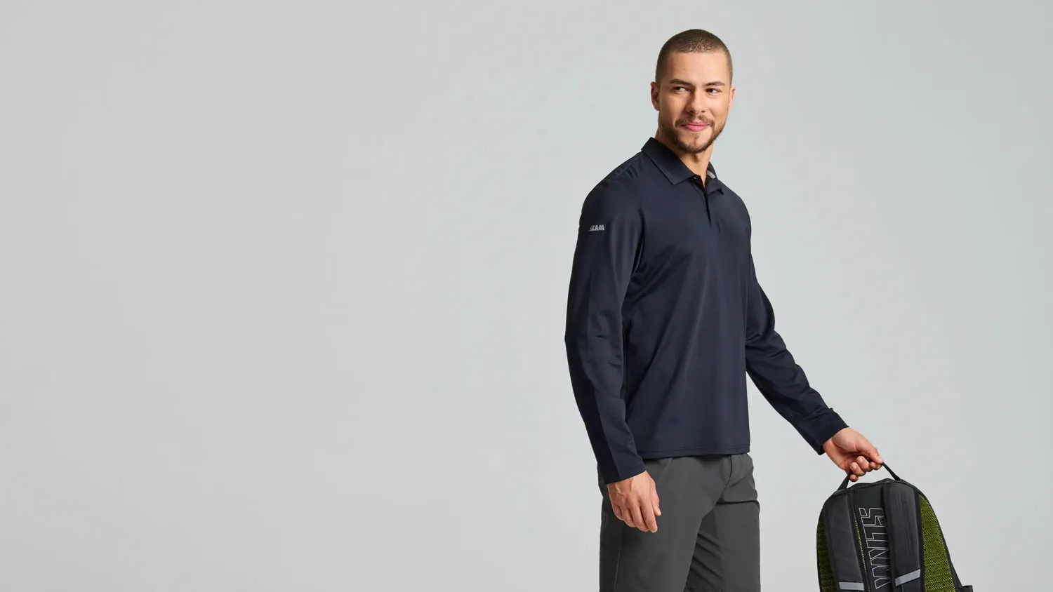 Slam Tech Piqué Polo LS poloskjorte hvit UV-beskyttelse