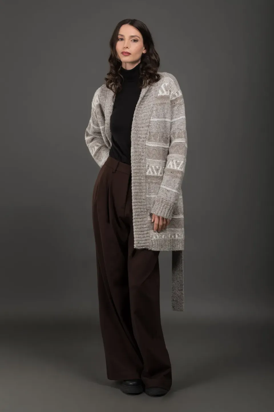 Moorer DORIANA-XBA lang cardigan natur 36–56 i ull, kasjmir og alpakka