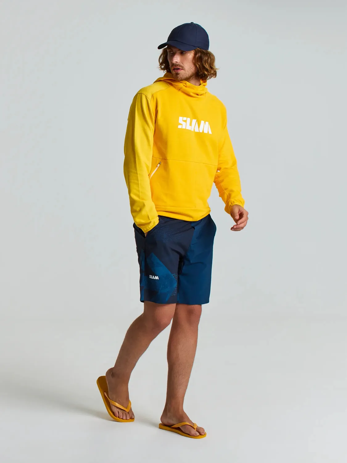 Slam Graphic Hoodie hettegenser mørk marineblå bambus og bomull