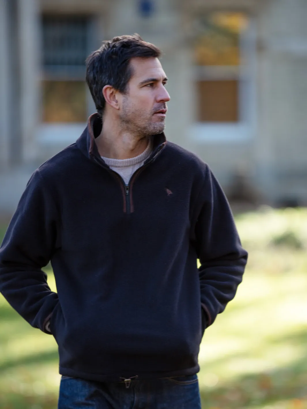 John Partridge Unisex Fleece Pullover fleecegenser Black quarter zip