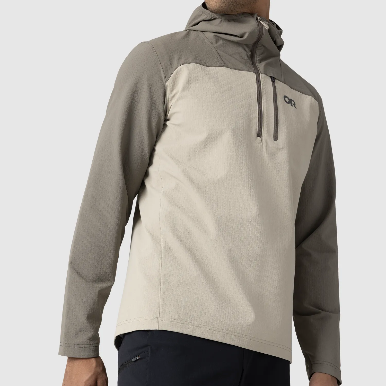 Outdoor Research Freewheel MTB Half Zip sykkelhettegenser herre Pro Khaki/Gravel