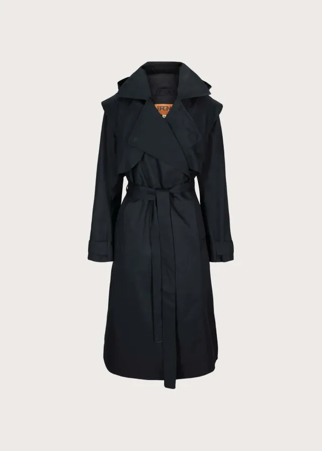 BRGN Regndråpe Trench Coat regnjakke New Black