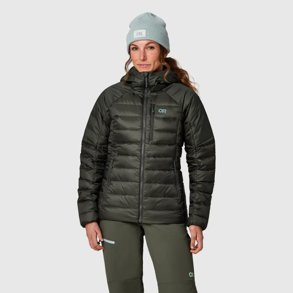 Outdoor Research Helium Down Hoodie dunjakke Dark Laurel dame