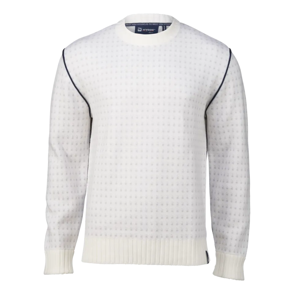 House of Hygge Heritage Merino-genser White Navy merinoull