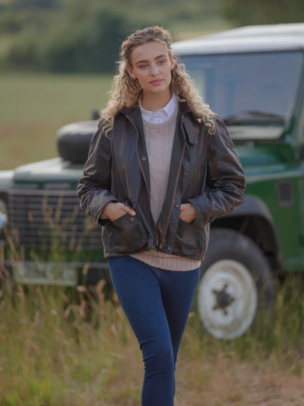 John Partridge Landowner Short Wax Walking Jacket voksjakke Hunter Check