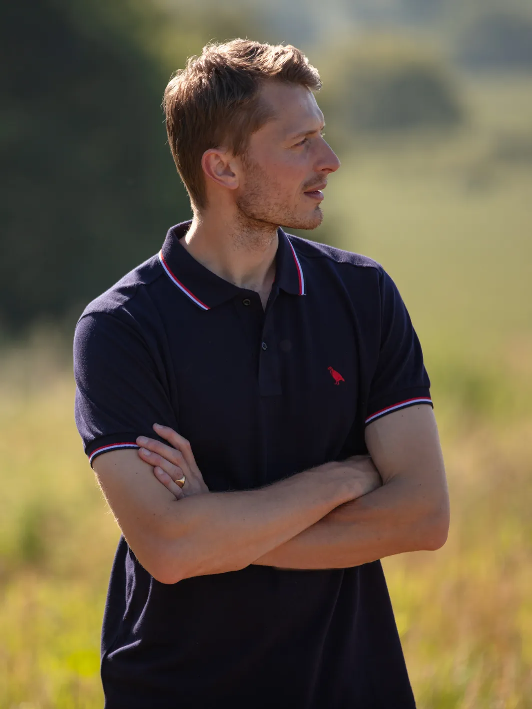 John Partridge Tipped poloskjorte navy bomull S piqué