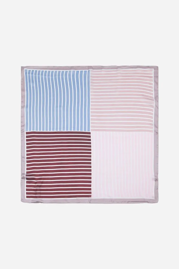 John Partridge Ladies Scarf skjerf grå stripet 70 x 70 cm polyester