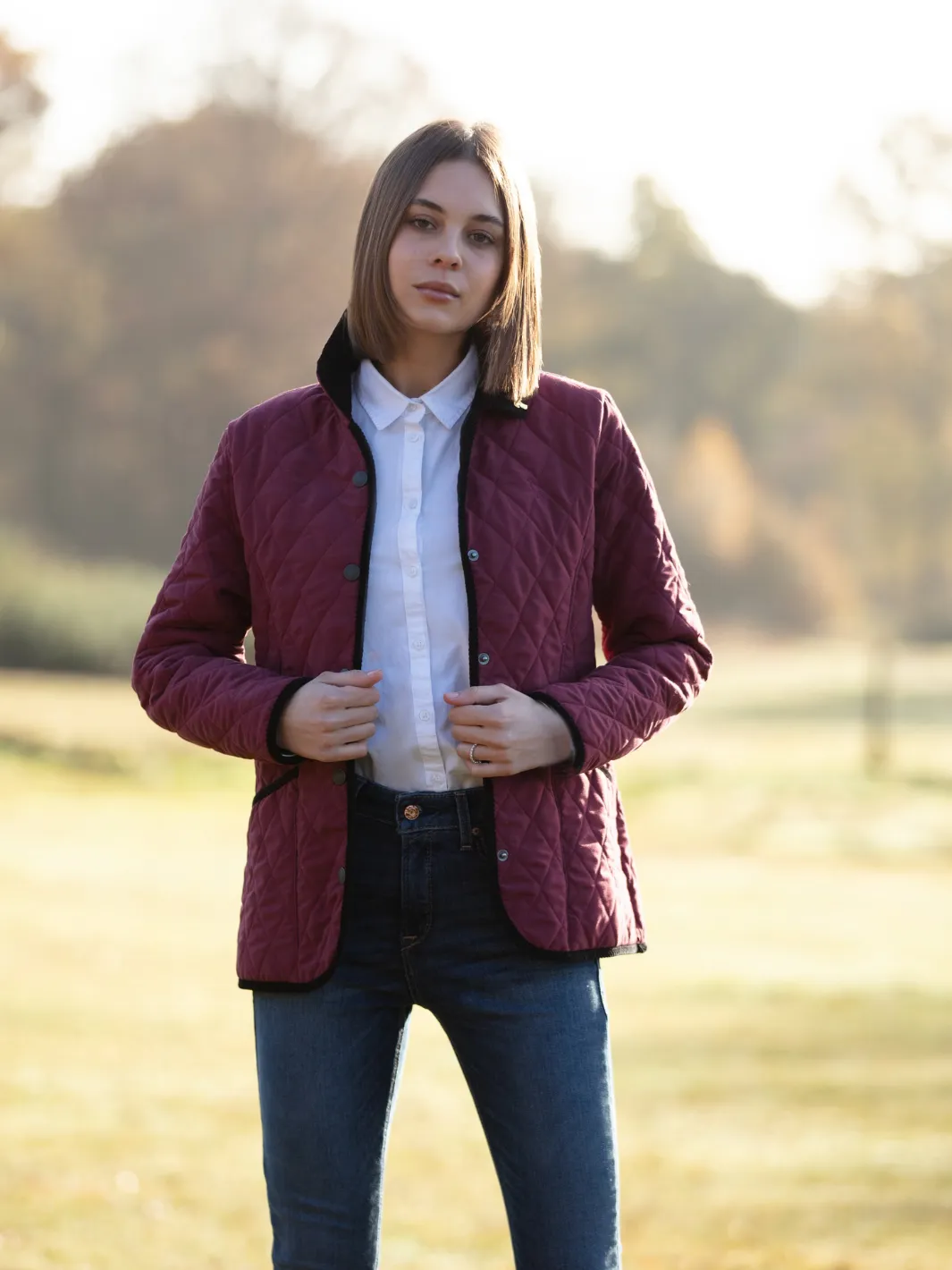 John Partridge Moorland Quilted Fleece Jacket fleecejakke burgunder