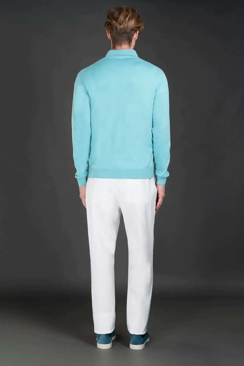 Moorer ATLANTE-SI5 halfzip-genser Sea Island-bomull