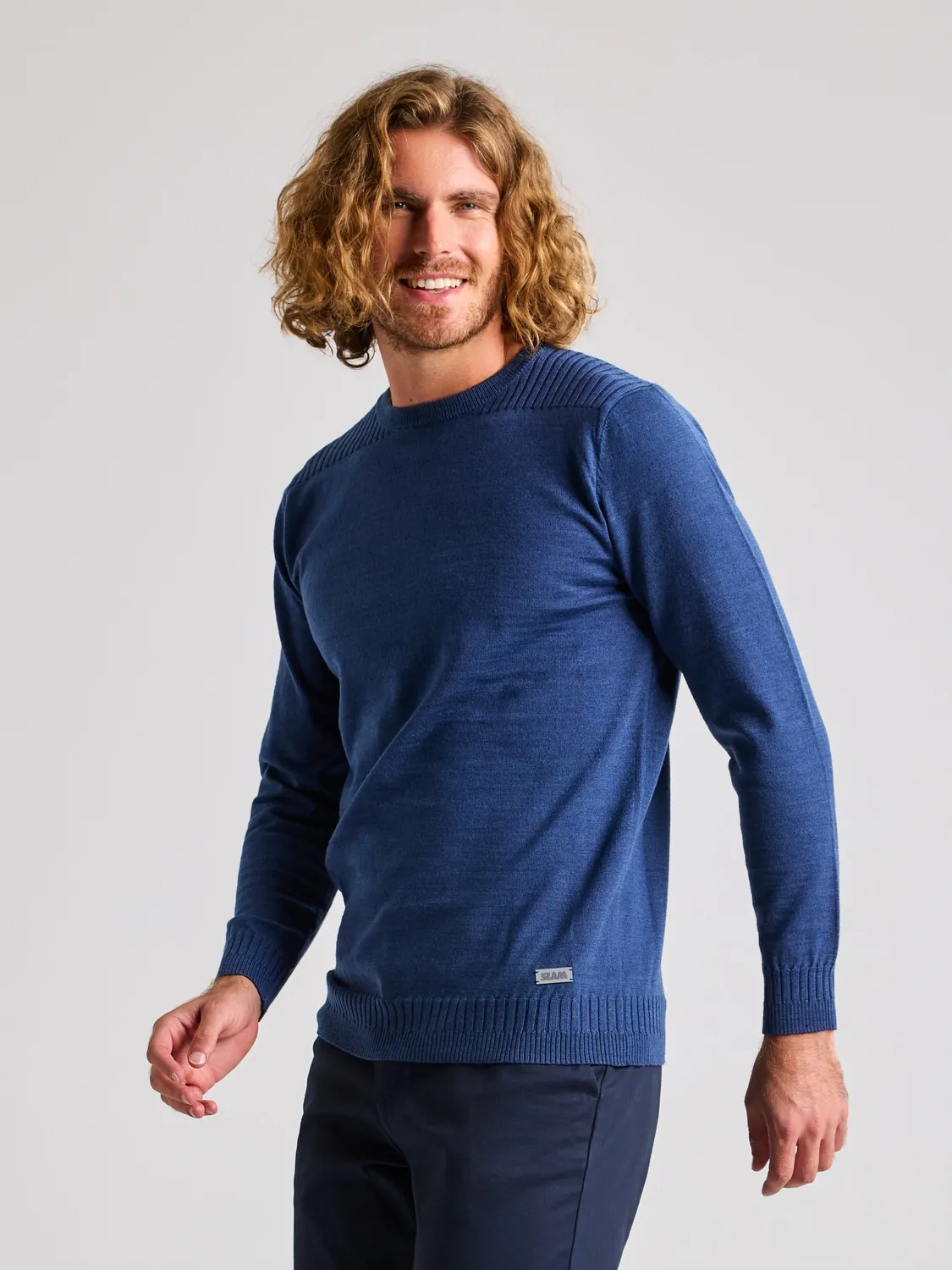 Slam Seawool Crewneck genser Medium Grey merinoblanding