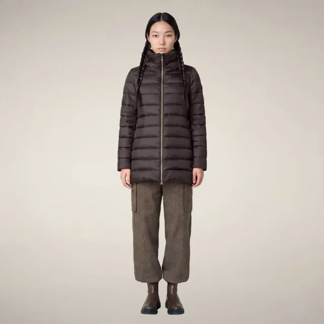 Save The Duck Lydia pufferkåpe dame, Brown Black, Plumtech®