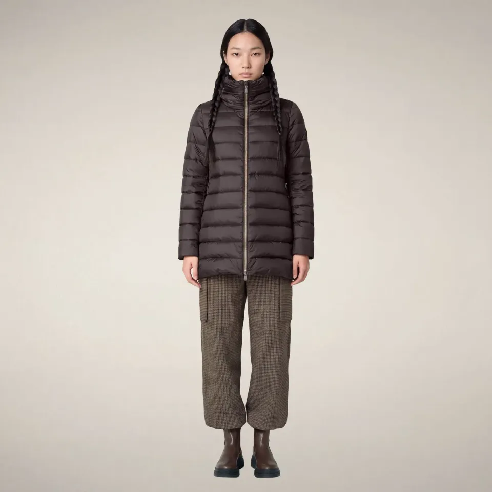 Save The Duck Lydia pufferkåpe dame, Brown Black, Plumtech®