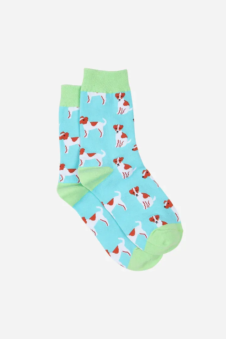 John Partridge Socks Jack Russell sokker svart grønn sennep bambusblanding