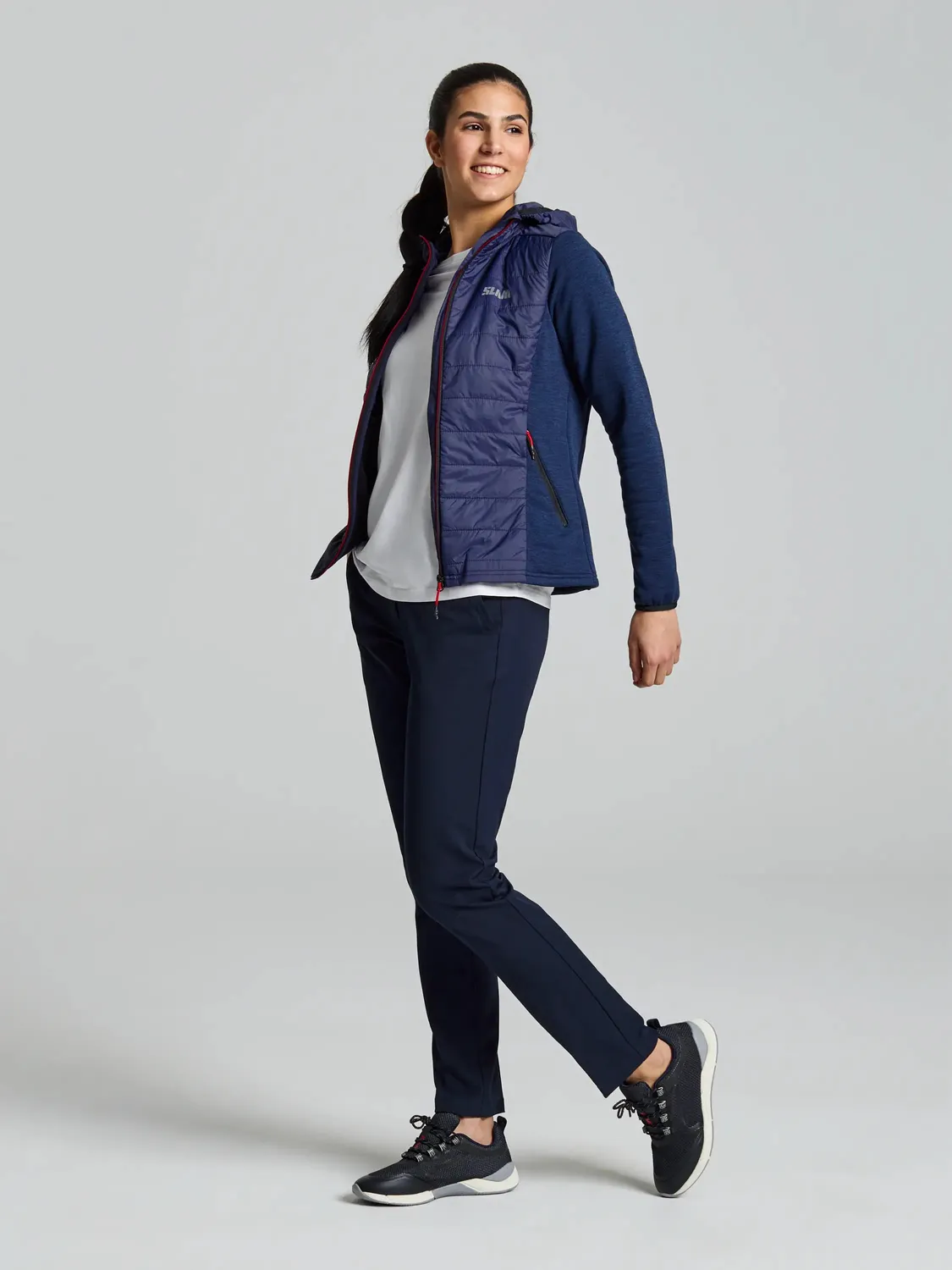 Slam ACT WS Hybrid Fleece hettefleece dame Dark Navy