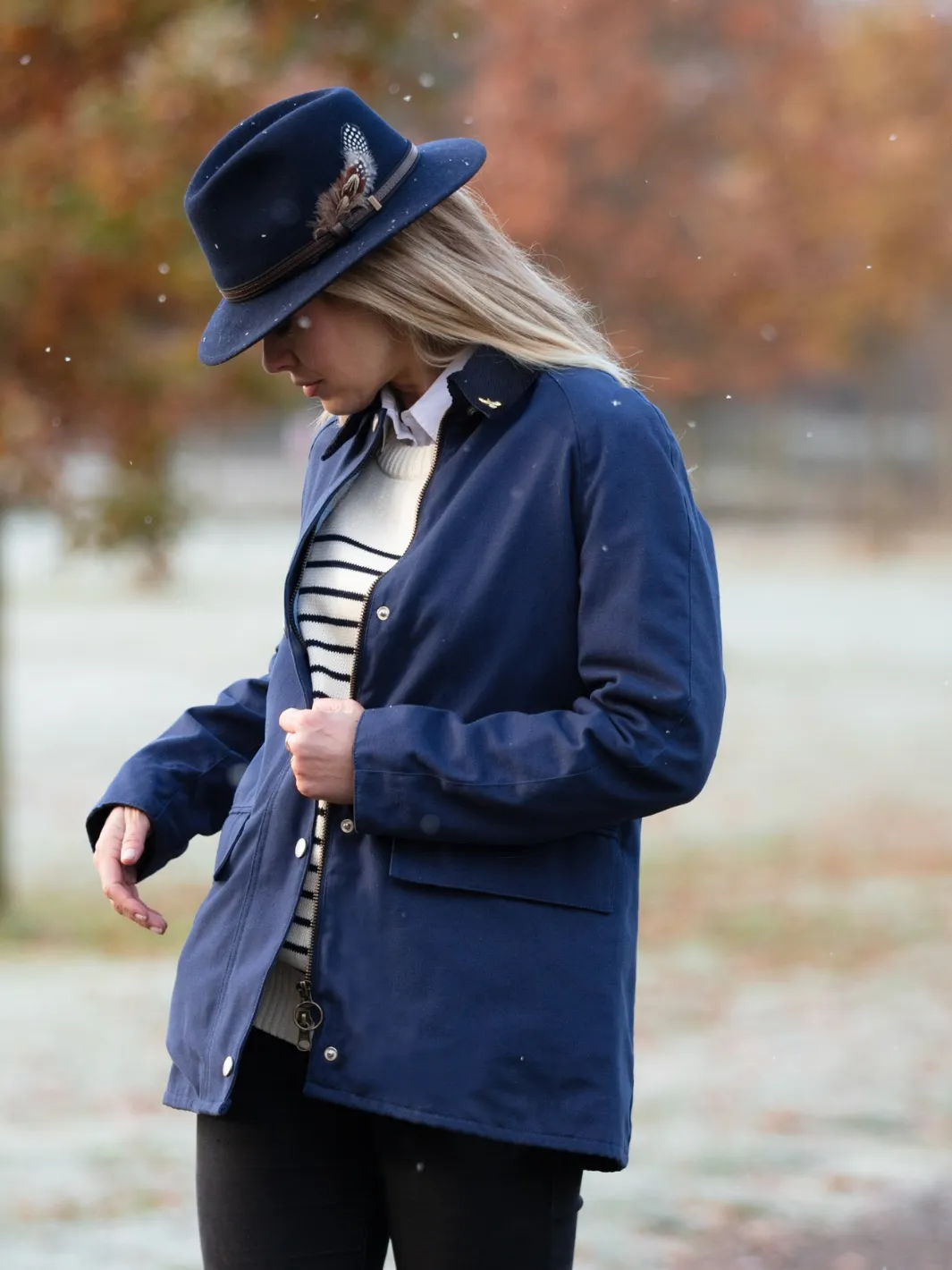 John Partridge Landowner Casual gåjakke dame navy bomull