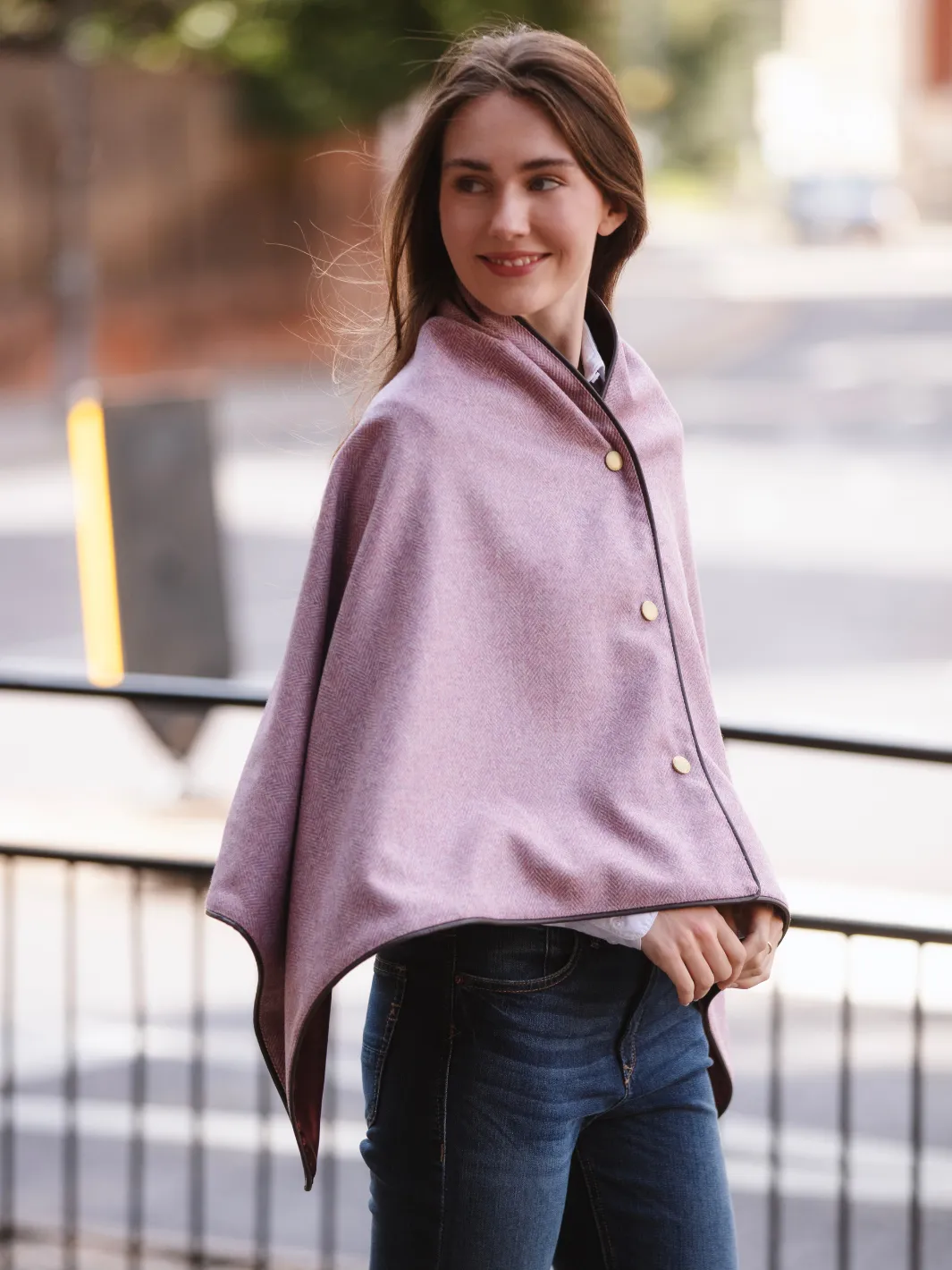 John Partridge Tweed Shawl sjal Pink Herringbone i ull