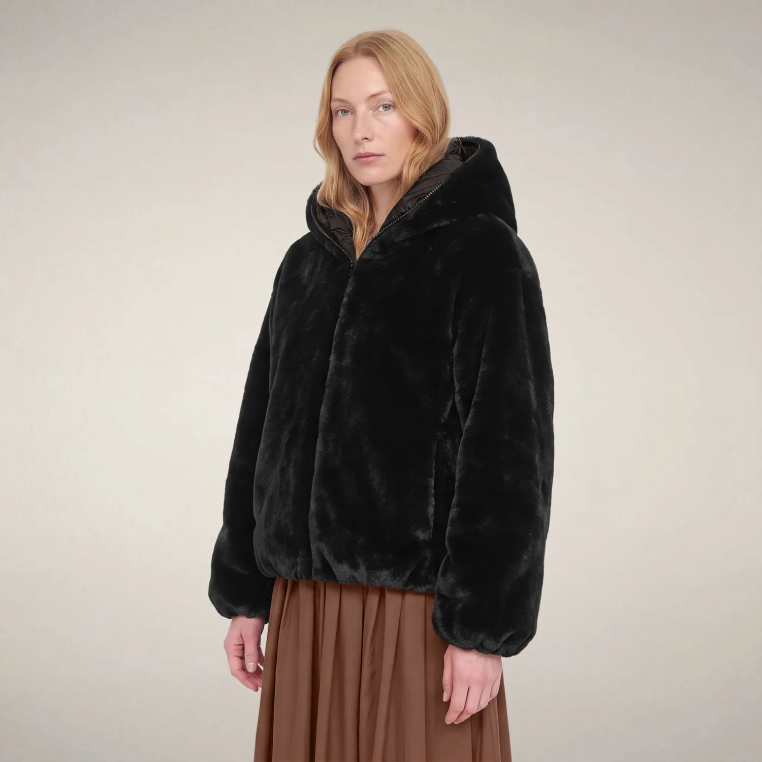 Save The Duck Fashion Laila jakke dame Black vendbar fuskepels