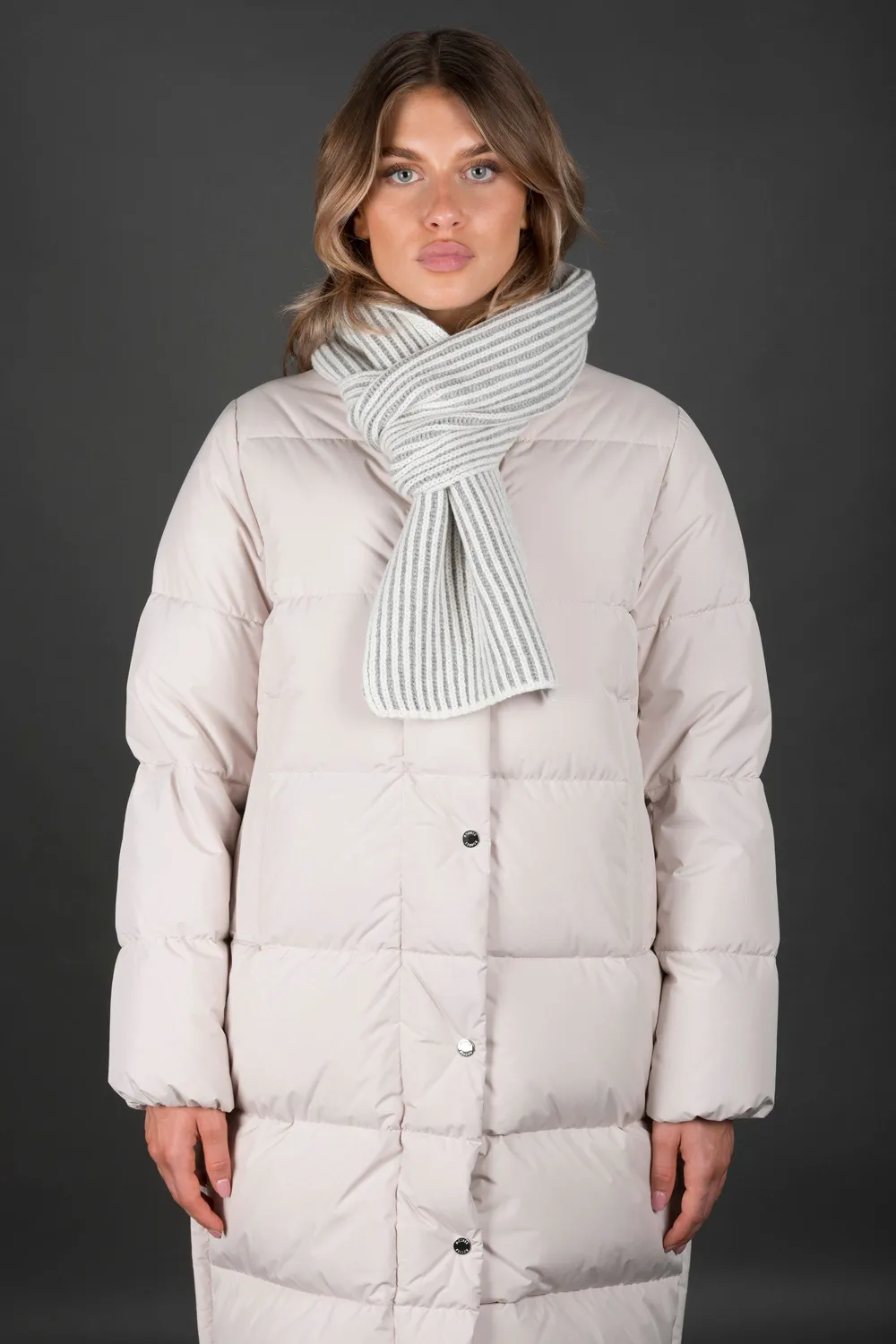 Moorer SAMANTA-BAV skjerf 180 cm hvit/grå kashmir og ull