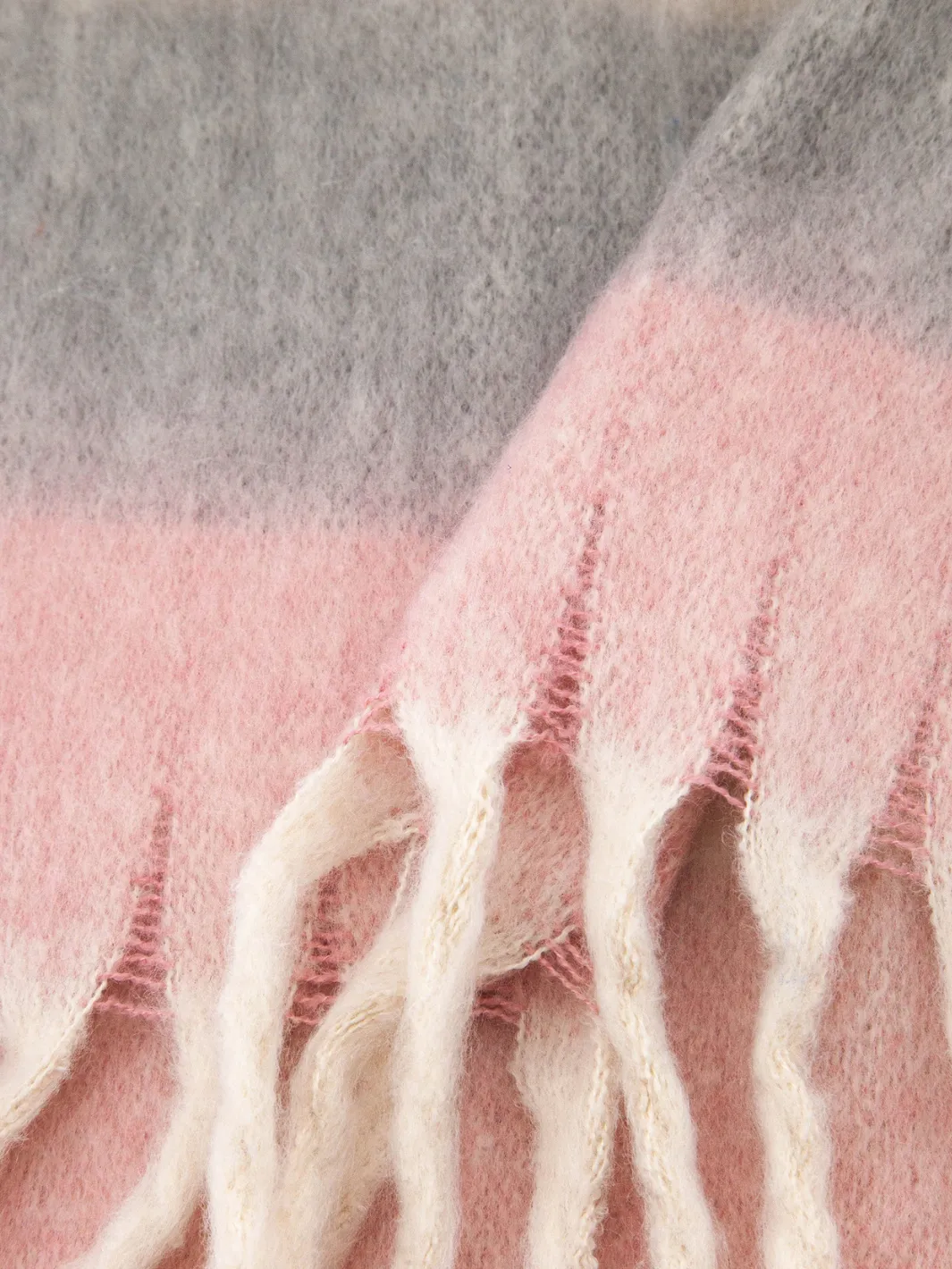John Partridge Heavyweight Check Print skjerf Dusty Pink – viskose