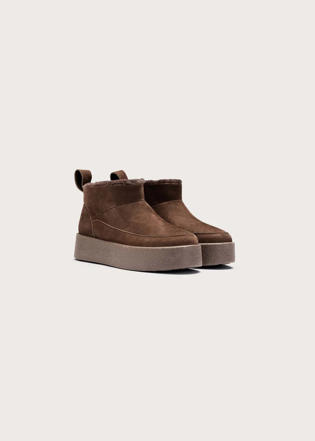 Brgn Platform Slip-in boots brun med teddyfôr