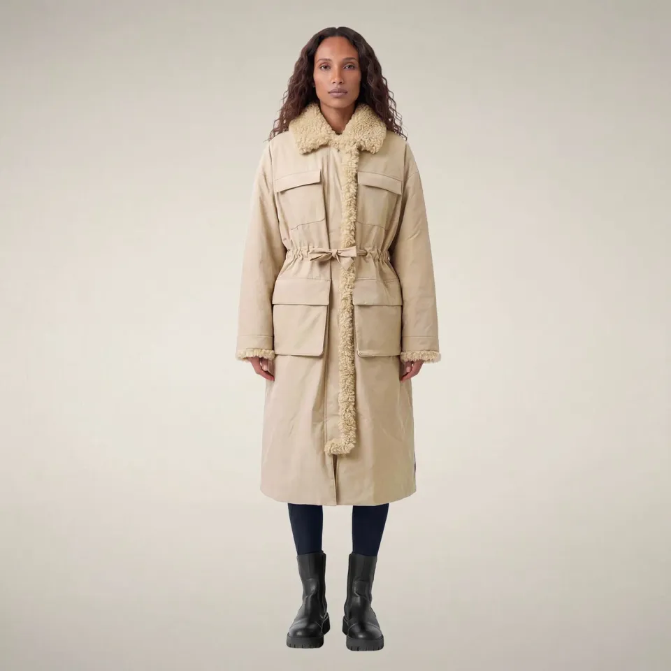 Save The Duck Shayla regnkåpe dame steinbeige oversized