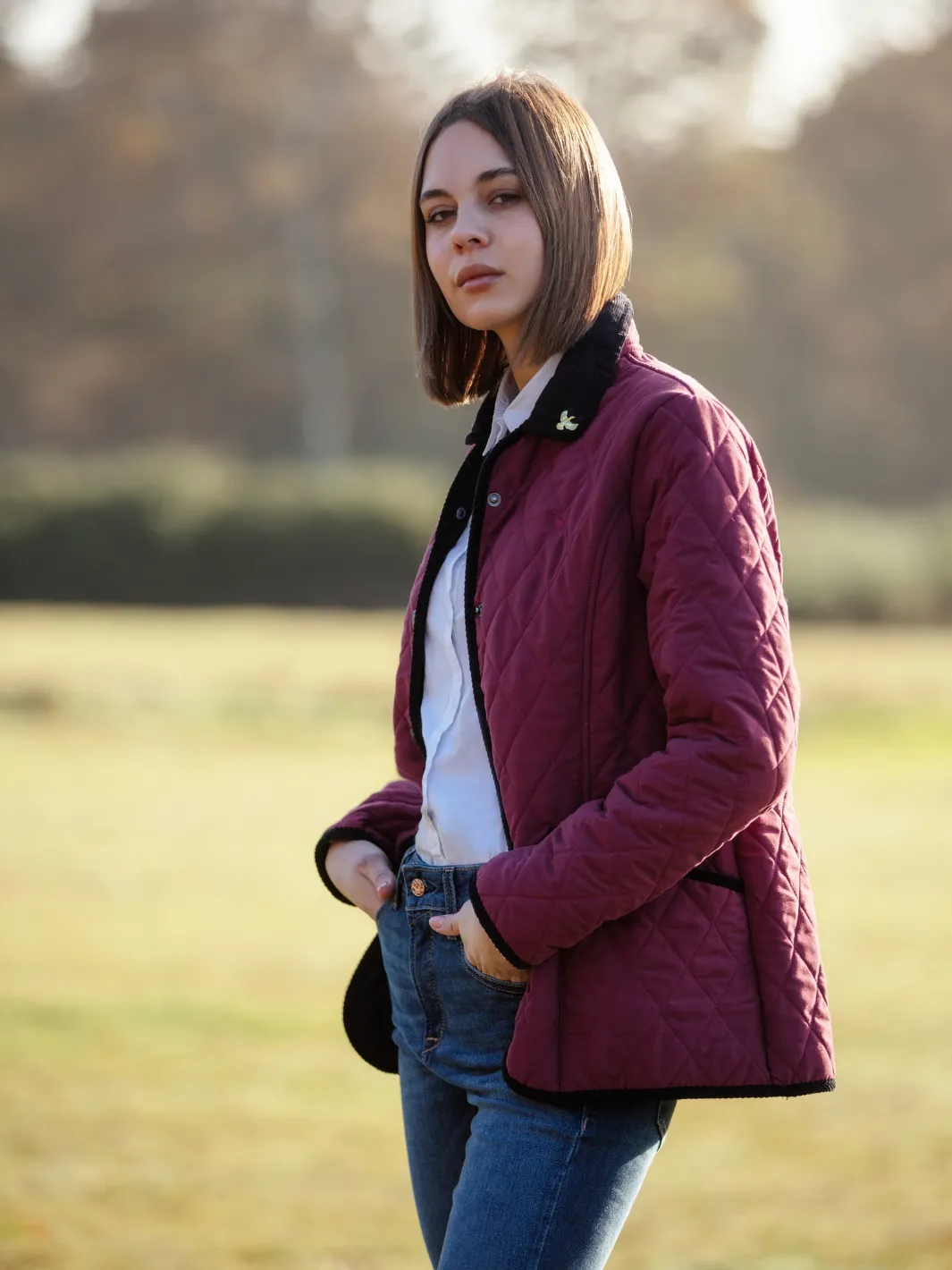 John Partridge Moorland Quilted Fleece Jacket fleecejakke burgunder