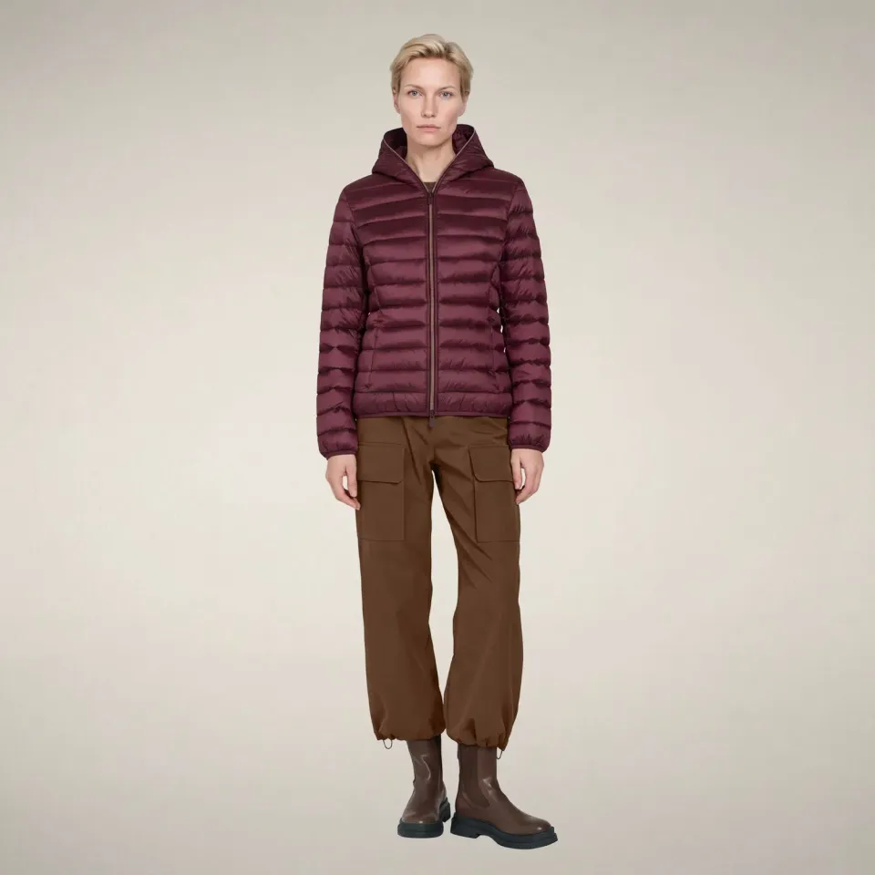 Save The Duck Icons Alexis boblejakke dame Wine Red lett Plumtech