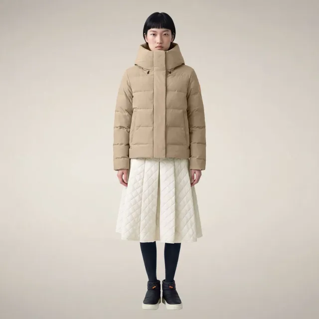Save The Duck Arena parka dame Stone Beige kort fasong