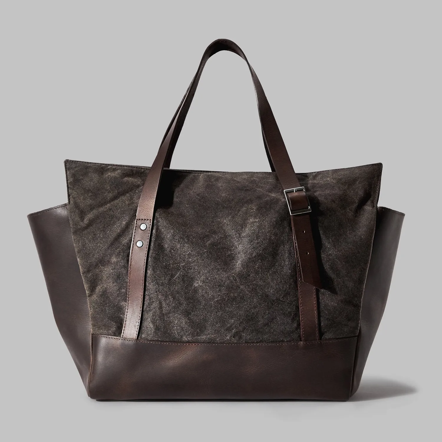 John Partridge Longton Brown Waxed Cotton Large totebag brun vokset bomull