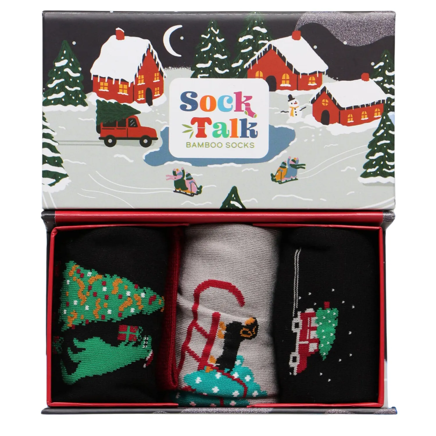 John Partridge Sock Gift Box Christmas Village sokker 3 par bambus