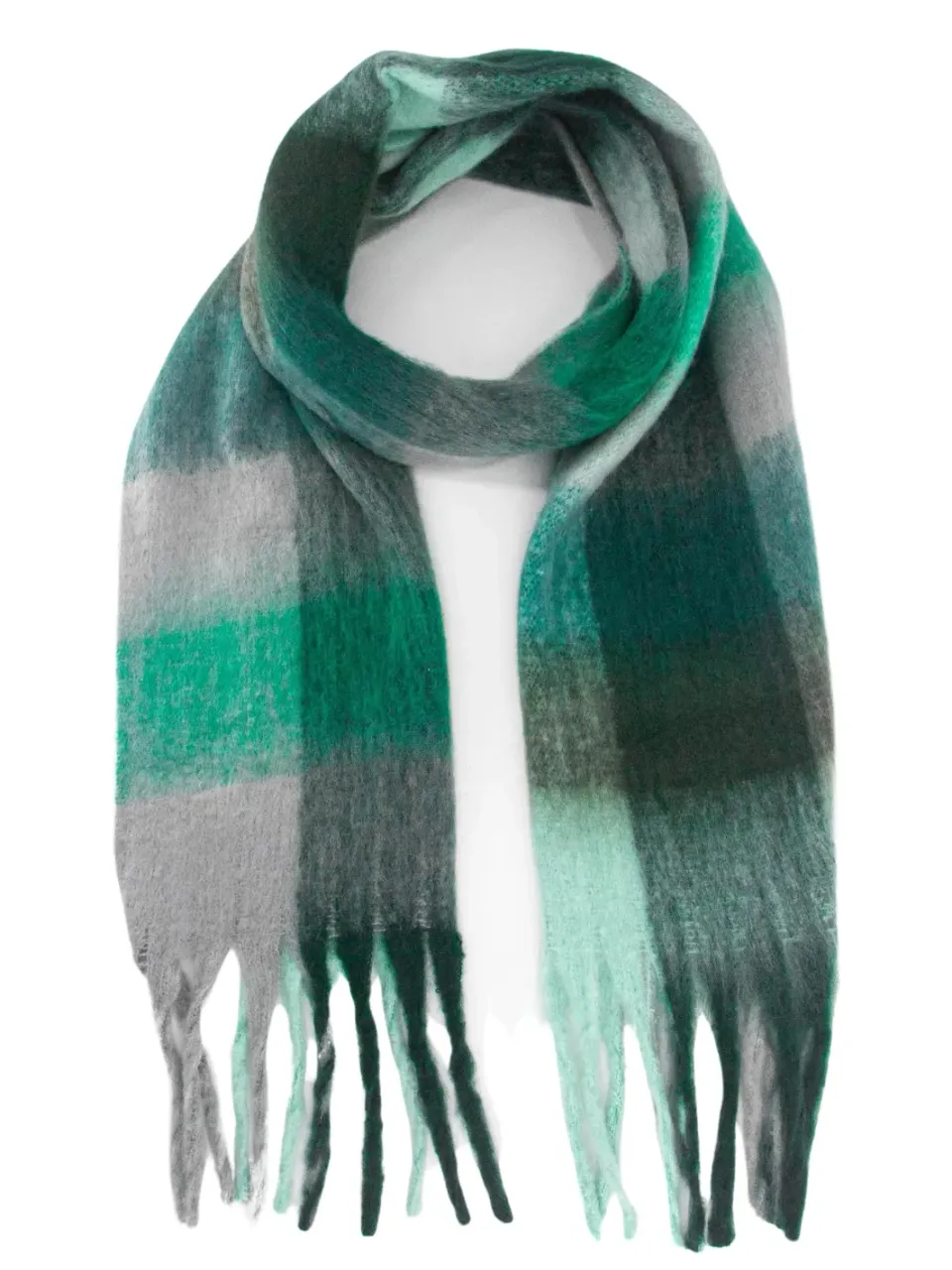 John Partridge Heavyweight Check Print Scarf skjerf teal rutete viskose