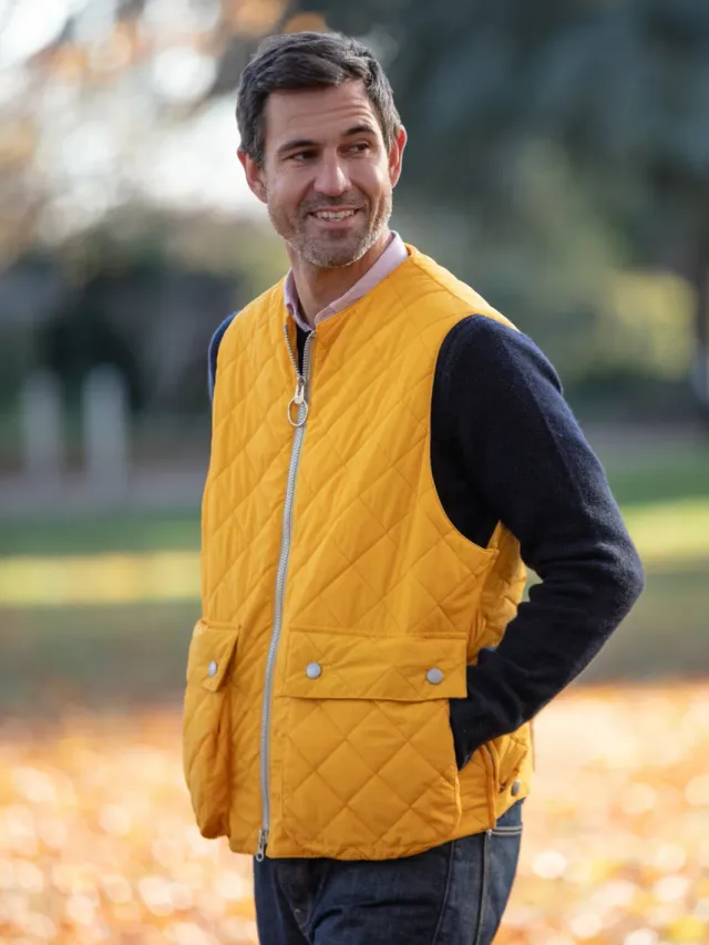 John Partridge Padded Vest vest Yellow M og L quiltet nylon