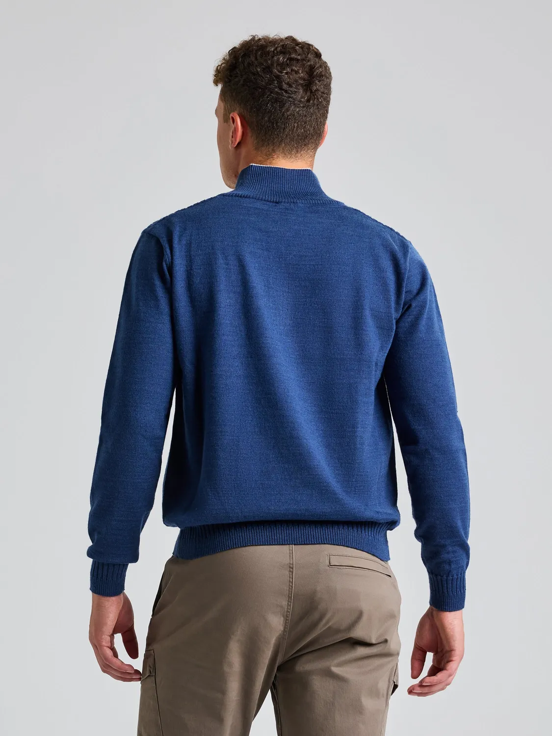 Slam Seawool Half-Zip genser herre Medium Grey melert merinoblanding