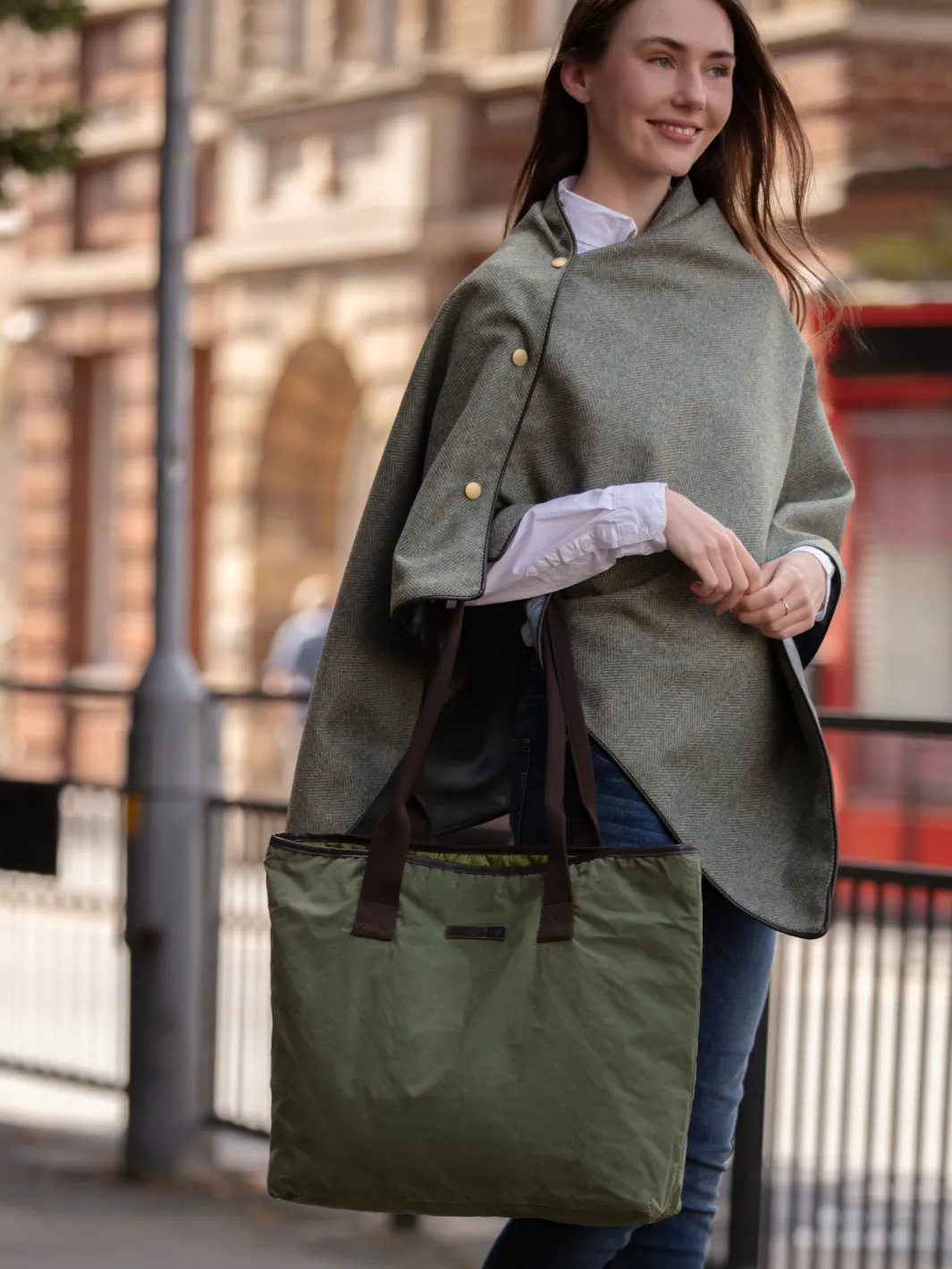 John Partridge Oversized Tote Bag veske grønn dry wax