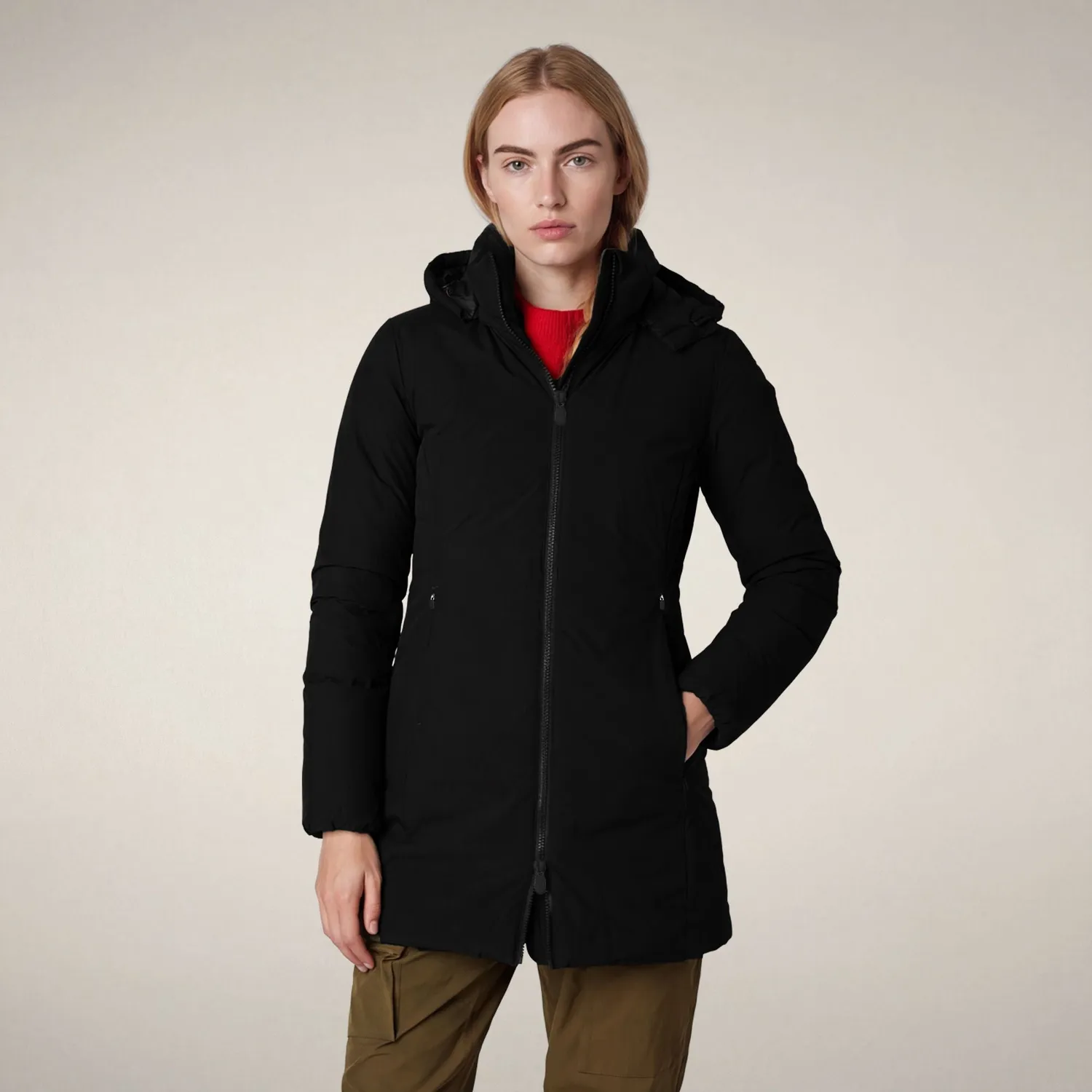 Save The Duck Rachel parkas dame svart slim fit resirkulert Plumtech