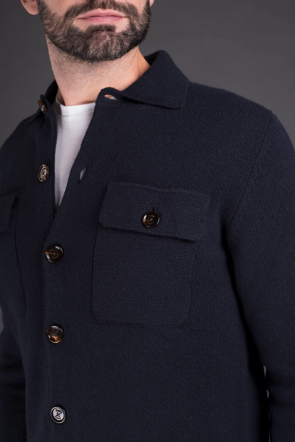 Moorer ALLYN-WS3 cardigan marine ull og kasjmir
