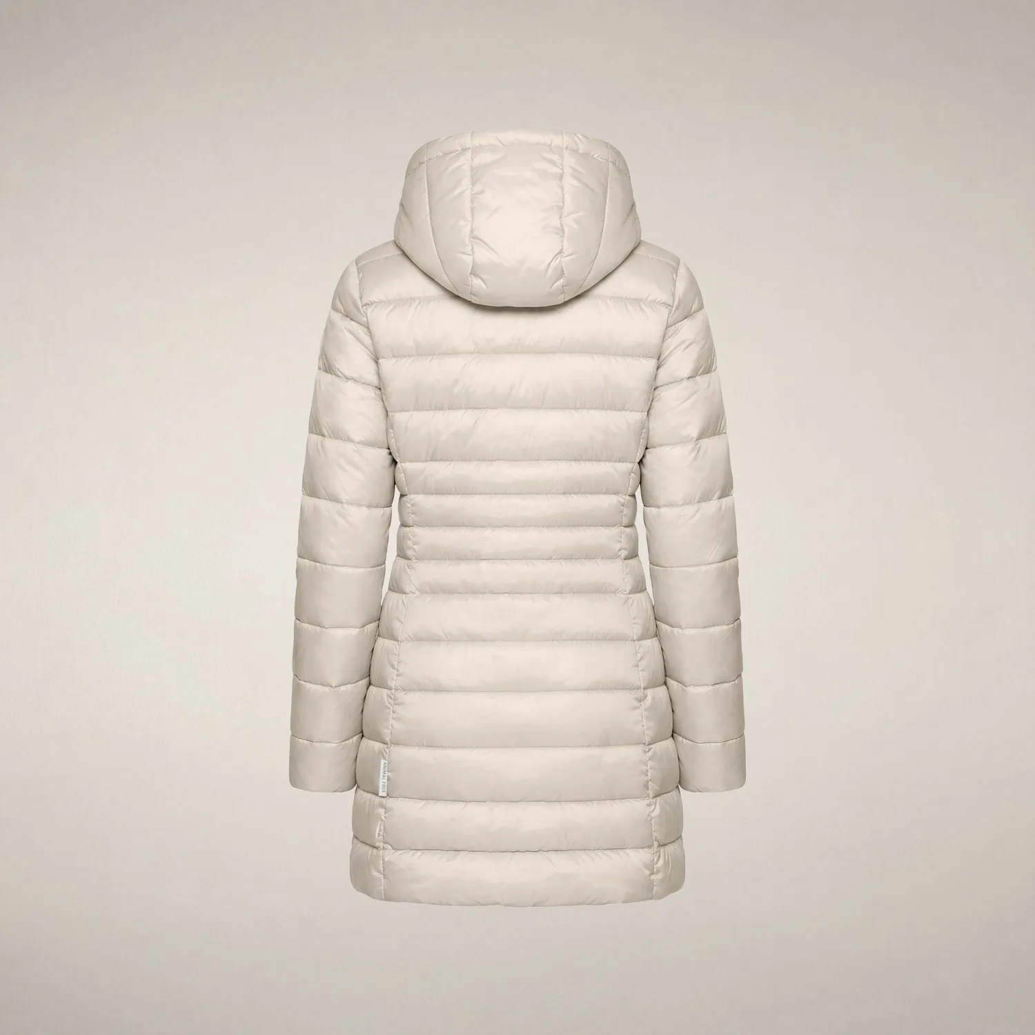 Save The Duck Reese kåpe dame Rainy Beige lang med hette