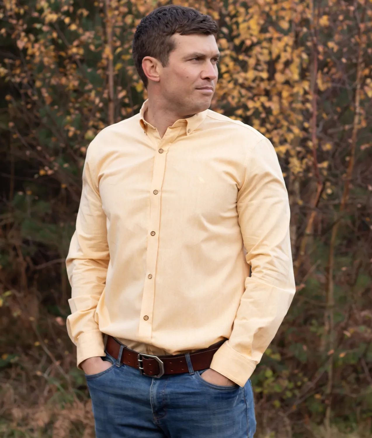 John Partridge Ridware Chambray Shirt skjorte gul bomull