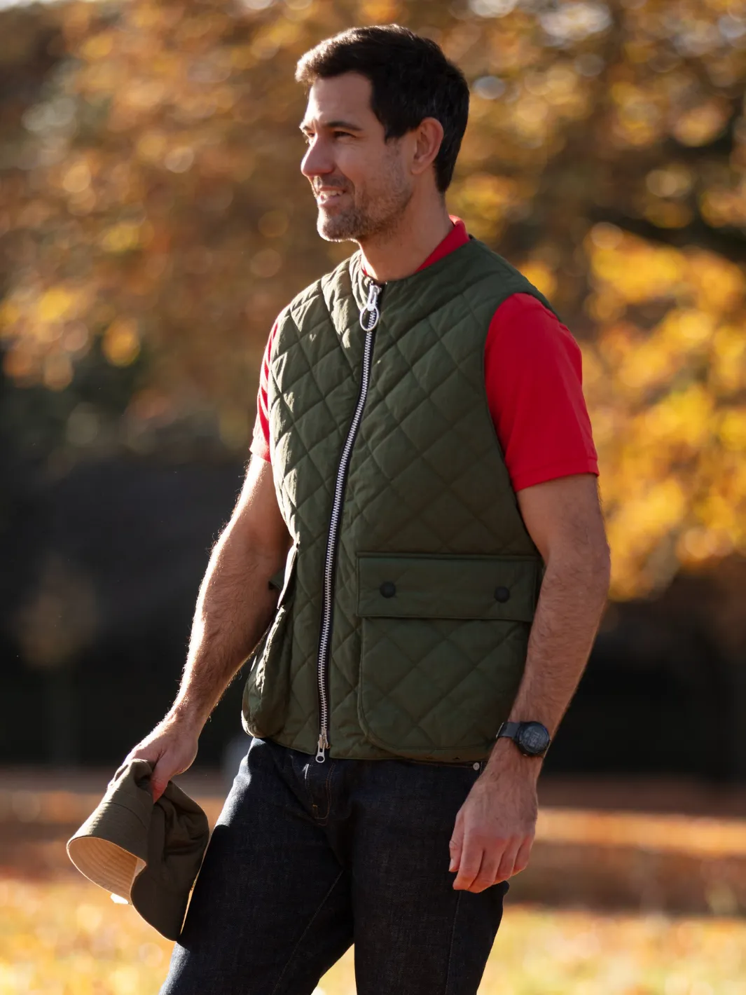 John Partridge Padded Vest vest oliven M/L vattert